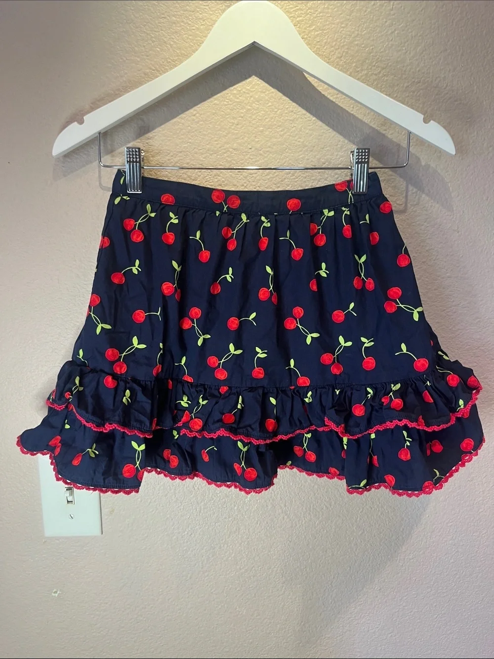 Gymboree Girl’s Very Cherry Skirt with Shorts Size 7 Navy Blue